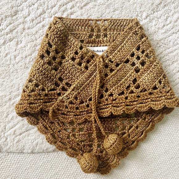 Misha + Puff Women’s Children’s handmade wool scarf kerchief with pom pom ties - Picture 5 of 5